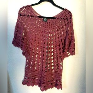 Bobeau open knit coverup top Bohemian L